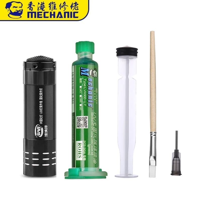 MECHANIC طلاء لحام UV زيت أخضر PCB BGA لمنع التآكل وقوس اللحام معجون لحام حبر فلックス