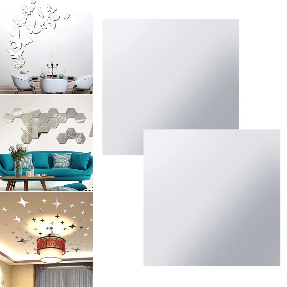 5PCS DIY Self-adhesive Mirror Ultra-thin Full-body Soft Mirror Bathroom Bedroom Beauty Decoration Acrylic Mirror Sticker 15*15cm - 4
