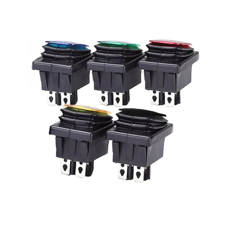 مفتاح روكر مقاوم للماء مع إضاءة 4 دبابيس 6 دبابيس تشغيل/إيقاف مفتاح عازل 220V إضاءة حمراء وسوداء 16A زر سيارة وقارب مع إضاءة LED - 5