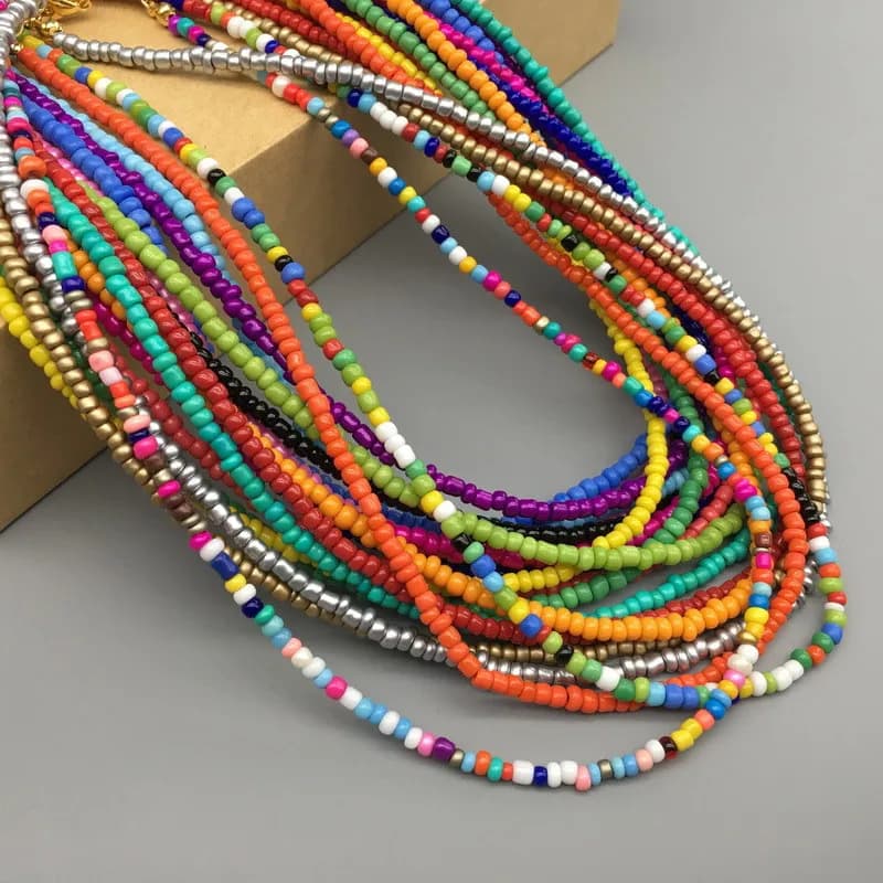 Beaded Simple Seed Beads Strand Necklace Women String Short women Necklace Jewelry Chokers Necklace Gift necklaces for women - 2