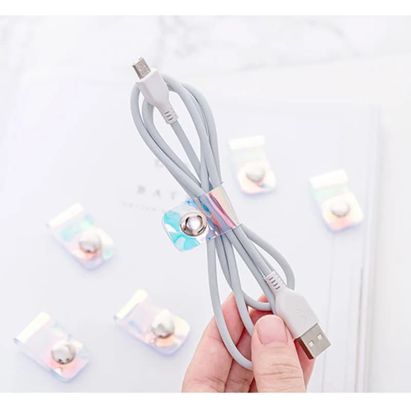 إكسسوارات سفر ليزر شفافة ملف كابلات واقي سماعات حامل هاتف USB منظم إبزيم إكسسوارات منظم حزمة - 2