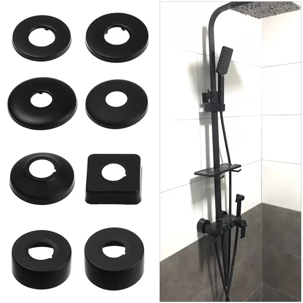 1 Pcs Black Useful Flange Cover Wall Flange Chrome Faucet Decorative Cover Faucet Decor Pipe Wall Covers Faucet Accessories - 4