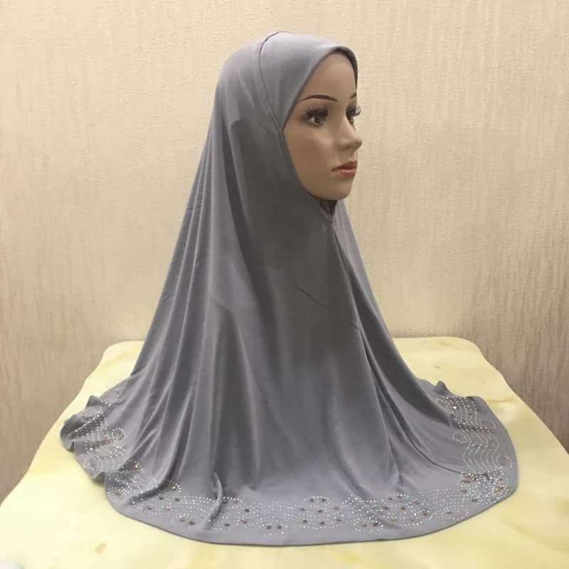 H001 حجاب إسلامي كبير الحجم للبالغين مع أحجار الراين حجاب إسلامي قبعات أرميا سحب على هيدوراب هدية رمضان - 6