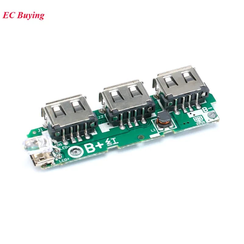 وحدة تحكم شاحن بنك طاقة محمول 3 منافذ USB من 3V إلى 5V 2A 1A وحدة تعزيز الطاقة لوحة شحن بطارية ليثيوم مع إضاءة LED - 3