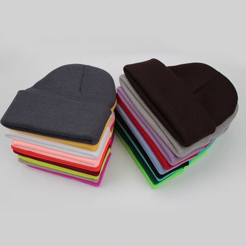 Solid Unisex Beanie Autumn Winter Wool Blends Soft Warm Knitted Cap Men Women SkullCap Hats Gorro Ski Caps 24 Colors Beanies - 2