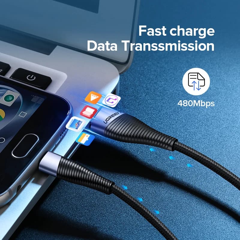 كابل Micro USB للشحن السريع من UGREEN لهواتف شاومي ريدمي نوت 5 برو و4 وأندرويد وسامسونج S7 - 5