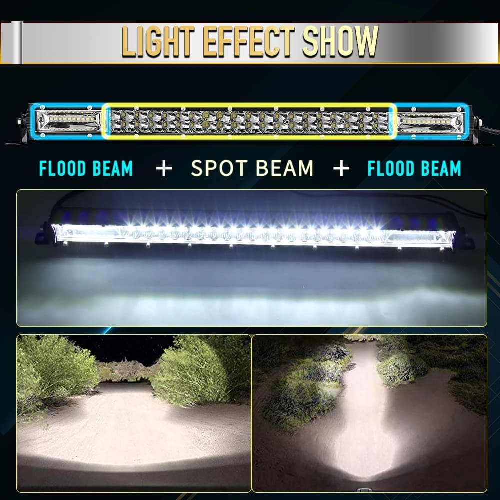 شريط إضاءة LED فائق النحافة CO LIGHT 12D 8" 20" 32" شريط إضاءة LED لبقعة فيضان لجرار قارب استخدام الطرق الوعرة شاحنات 4x4 SUV 12 فولت 24 فولت - 3
