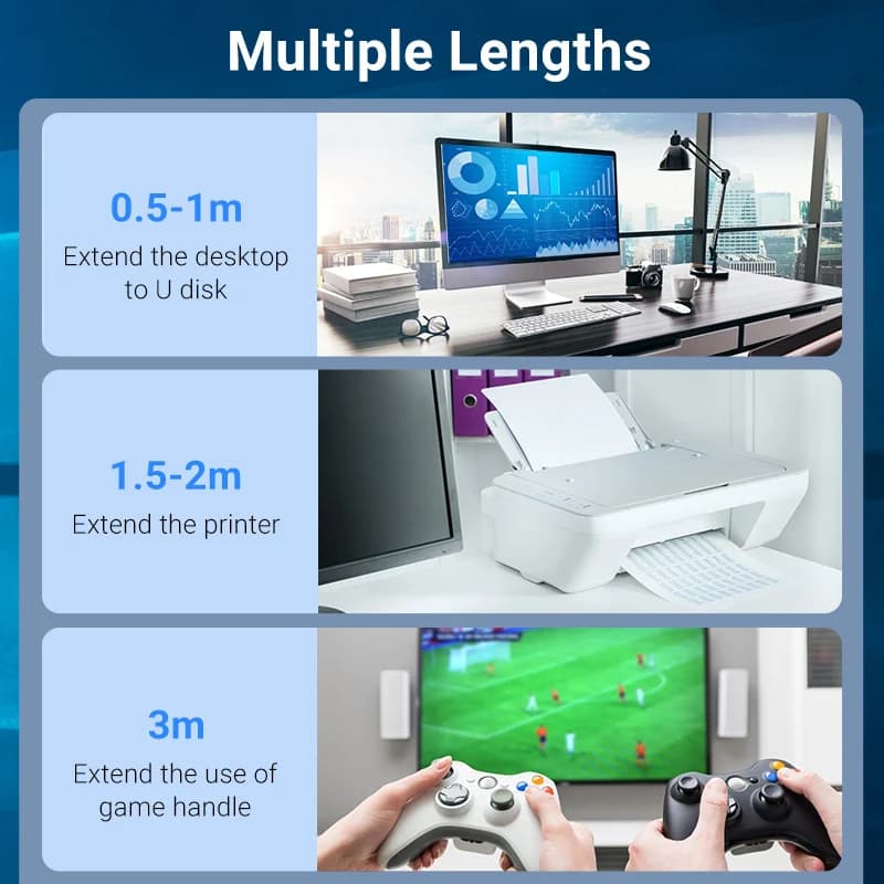 Vention كابل تمديد USB سلك بيانات للكمبيوتر والتلفزيون الذكي وXbox One SSD بسرعة عالية - 5