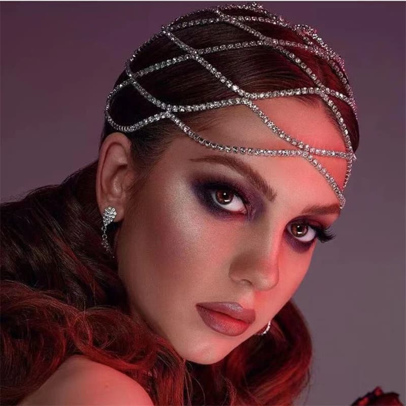 إكسسوارات شعر فاخرة للنساء، عصابة رأس مرصعة بالكريستال على شكل شبكة مجوفة، قبعة رأس للحفلات