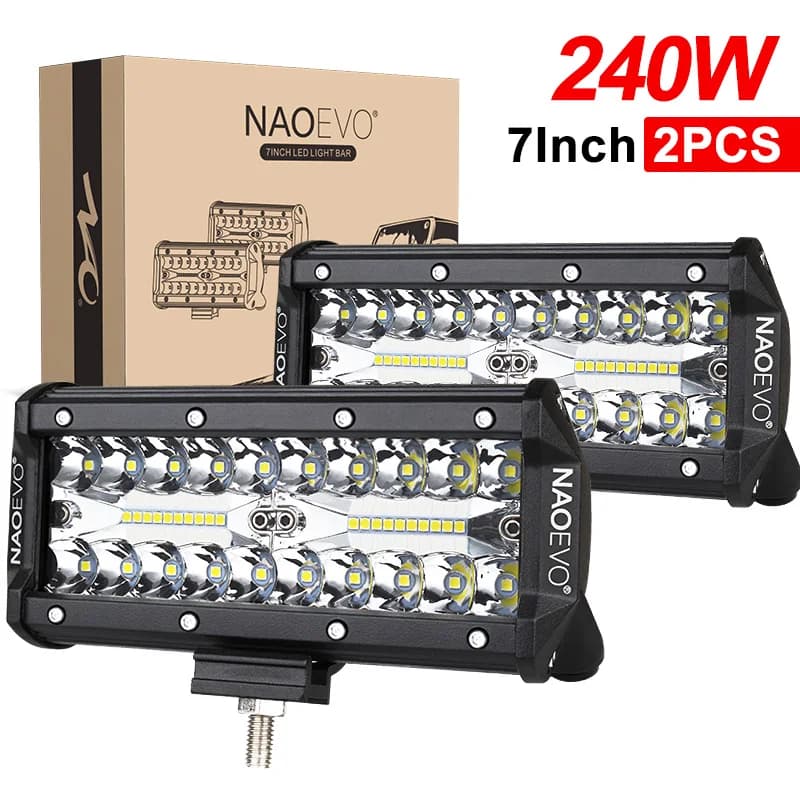 NAOEVO ضوء بار LED 7 بوصة للطرق الوعرة 240 واط 12 فولت 24 فولت حزمة شعاع LED مصباح عمل حامل لسيارات Niva lada 4x4 شاحنة ATV ملحقات