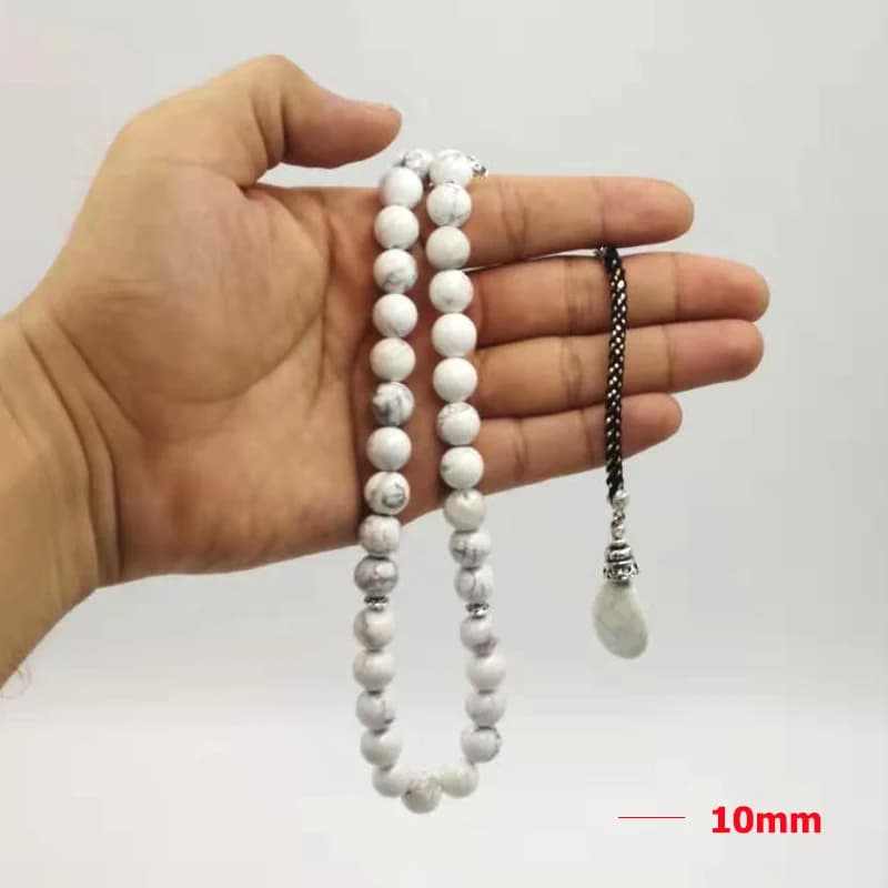 تسبيح حجر هولوليت طبيعي تركواز مسبحة إسلامية مسلم 33 66 99 سبحة صلاة إكسسوارات عصرية عربية هدية العيد - 6