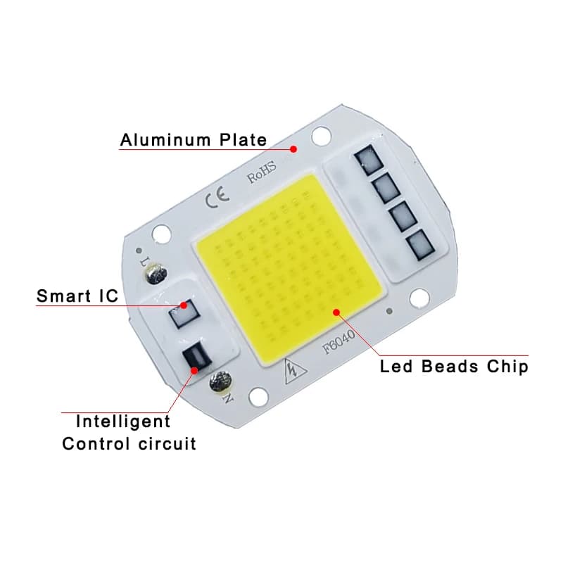 مصباح رقاقة LED COB 10 واط 20 واط 30 واط 50 واط تيار متردد 220 فولت 240 فولت IP65 ذكي IC لا يحتاج إلى مشغل DIY ضوء فيضان LED لمبة سبوت لايت مصباح خارجي حبة - 5