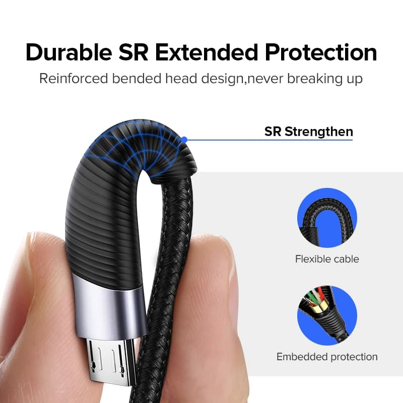 كابل Micro USB للشحن السريع من UGREEN لهواتف شاومي ريدمي نوت 5 برو و4 وأندرويد وسامسونج S7 - 4