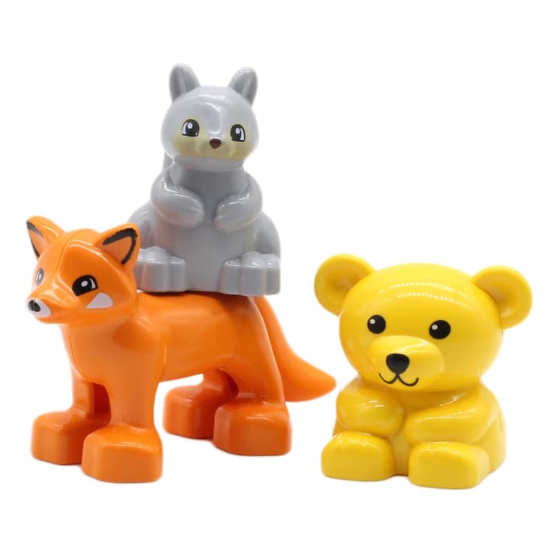 Zoo Animals Series Set Big Size Building Blocks Assemble Accessories Cute Birds Beasts Elephant Tiger Bricks Education Toys Kids - 2