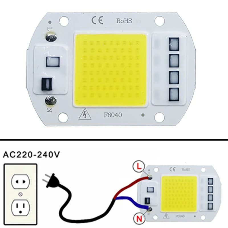 مصباح رقاقة LED COB 10 واط 20 واط 30 واط 50 واط تيار متردد 220 فولت 240 فولت IP65 ذكي IC لا يحتاج إلى مشغل DIY ضوء فيضان LED لمبة سبوت لايت مصباح خارجي حبة