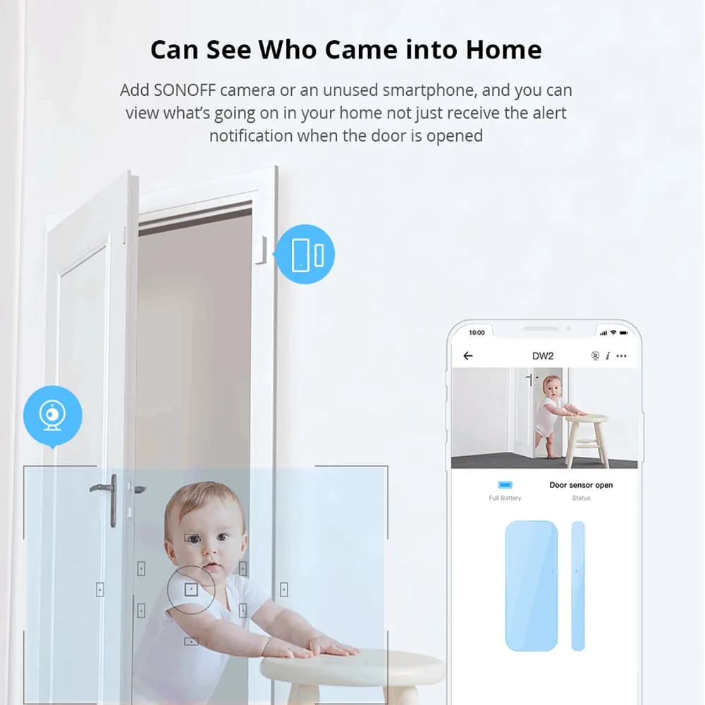 سونوف DW2-WiFi مستشعر باب نافذة أمان لاسلكي إنذار منزلي يعمل مع تطبيق eWeLink يدعم أجهزة سونوف IFTTT - 5