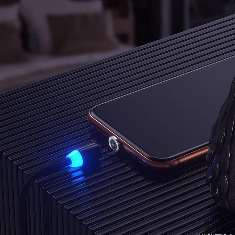 كابل USB مغناطيسي مع إضاءة LED بطاقة 2.4A للشحن السريع، متوافق مع Type C ومايكرو USB للهواتف المحمولة - 5