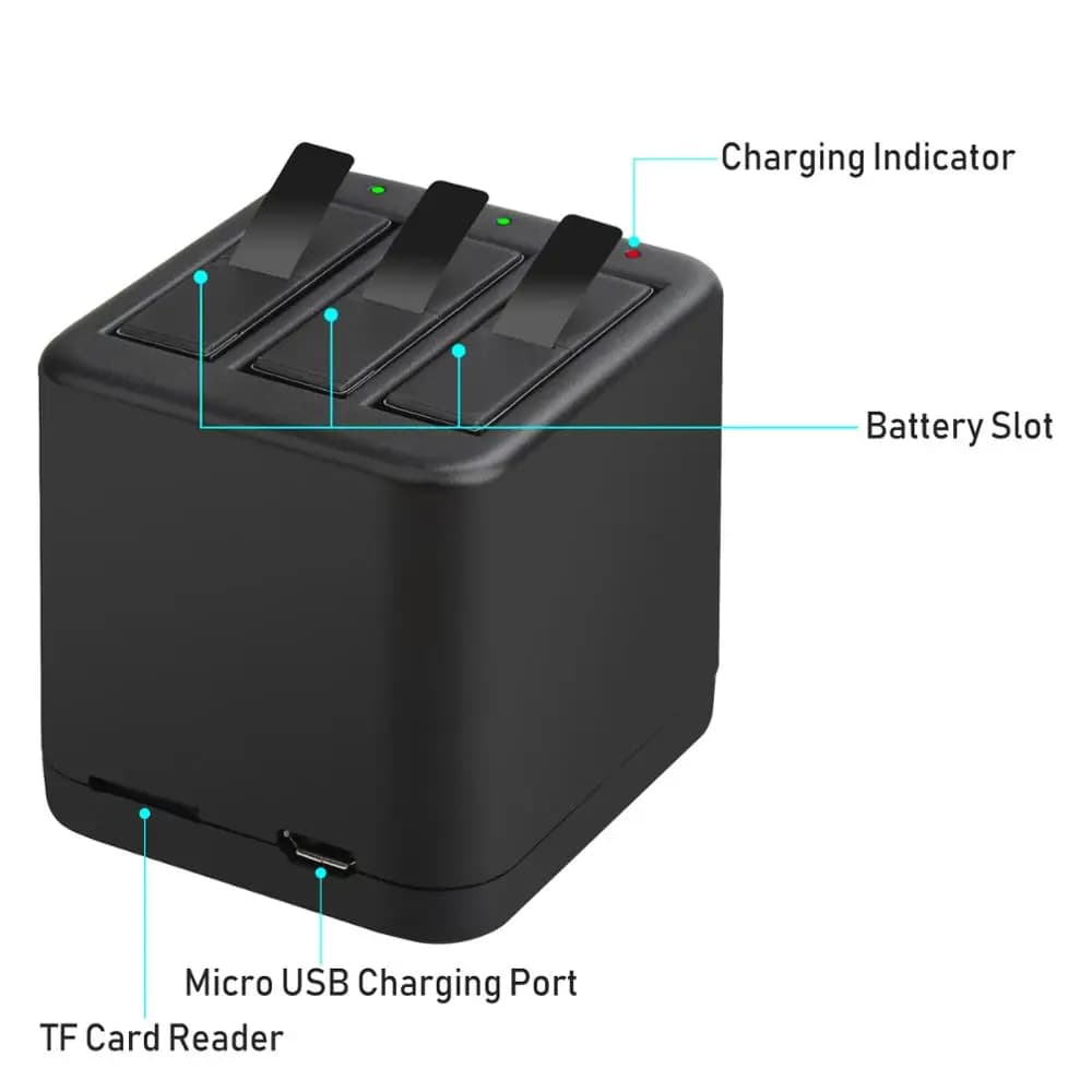 1400mAh  Insta360 ONE X battery and Micro USB  battery charger support reading and writing TF card at the same time - 2