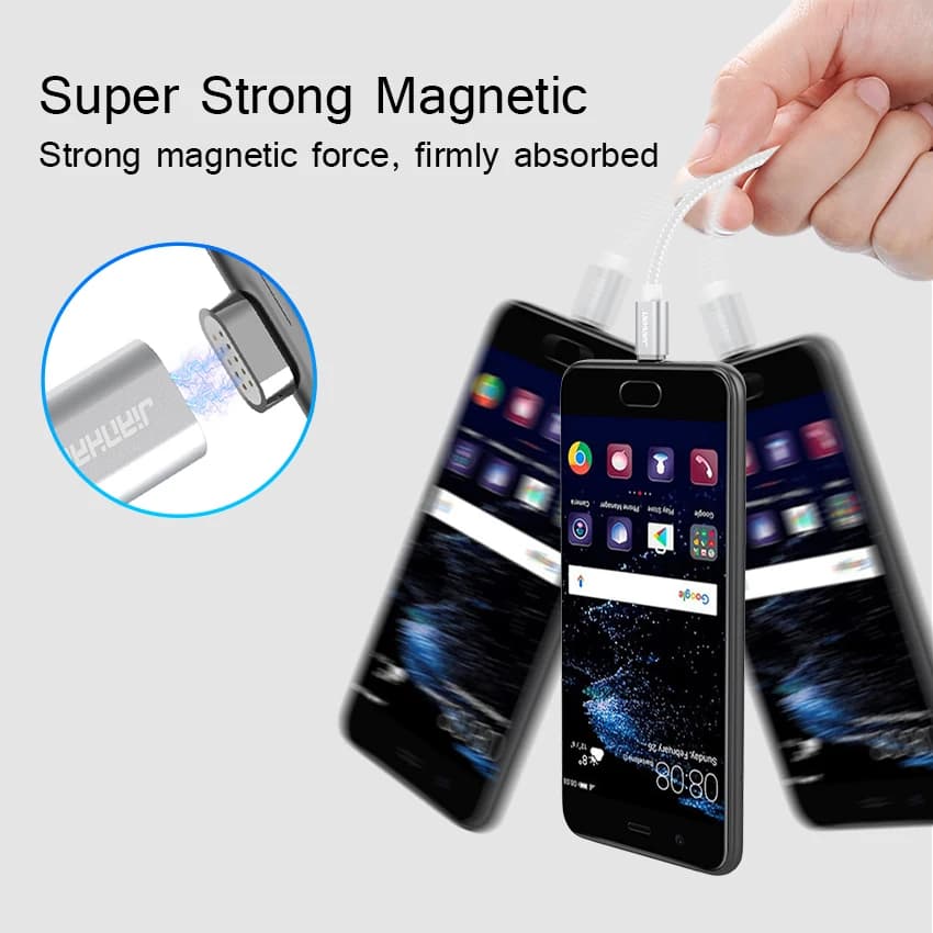 JianHan Magnetic Type C Cable 1M 3A Fast Charging Magnet Data Phone Charger Cable with LED Light for Samsung Xiaomi Huawei - 5