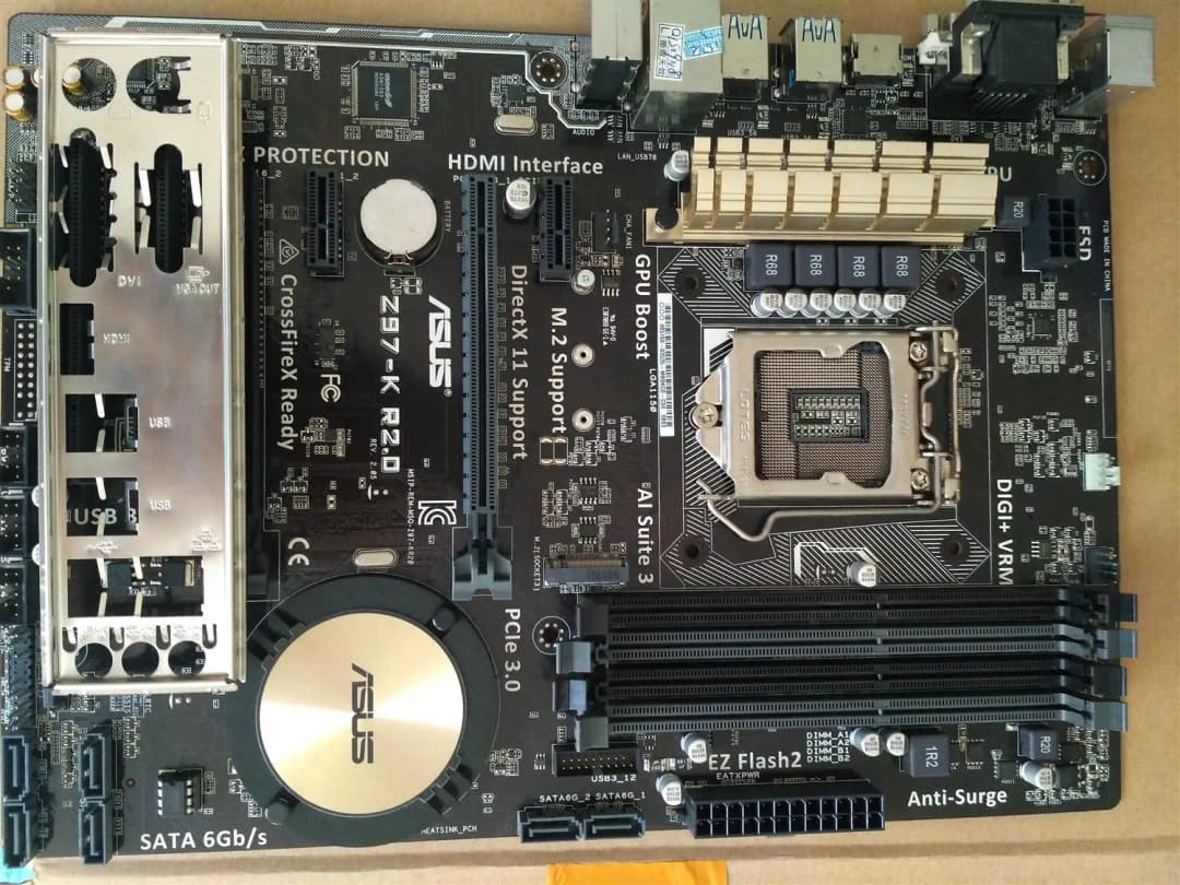 لوحة أم أسوس Z97-K R2.0 لسطح المكتب مقبس Z97 LGA 1150 معالجات i7 وi5 وi3 ذاكرة DDR3 32 جيجابايت SATA3 ATX مستعملة - 2