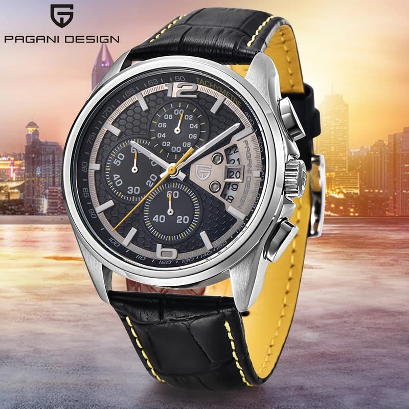 ساعات رجالية فاخرة من ماركة PAGANI DESIGN ساعة يد رياضية أنيقة كرونوغراف كوارتز مقاومة للماء للرجال