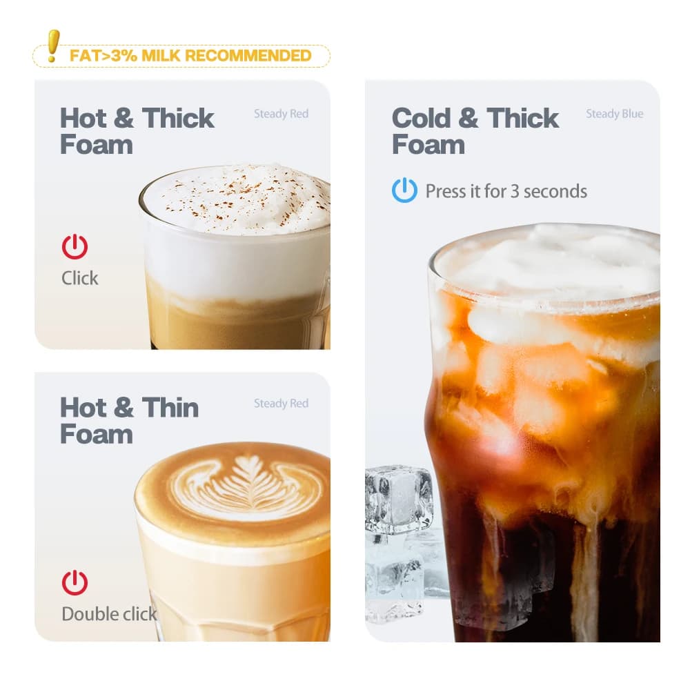HiBREW Milk Frother Frothing Foamer Chocolate Mixer Cold/Hot Latte Cappuccino fully automatic Milk Warmer Cool Touch M1A - 3