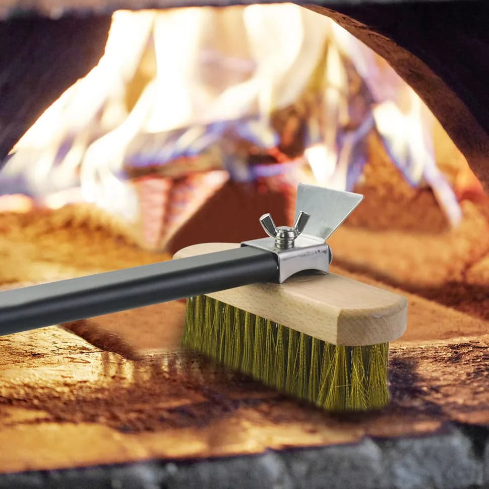 SHANGPEIXUAN Professional Pizza Oven Copper Brush Scraper Household Grill Brass Cleaning Brush with 21 inch Aluminium Handle - 3