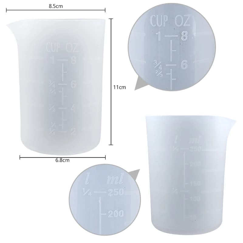 Mixing Resin Tool Kit Reusable Silicone Popsicle Scaled Silicone Cups Sticks for Making DIY Crafts Mixing, Resin, Epoxy, Liquid - 3