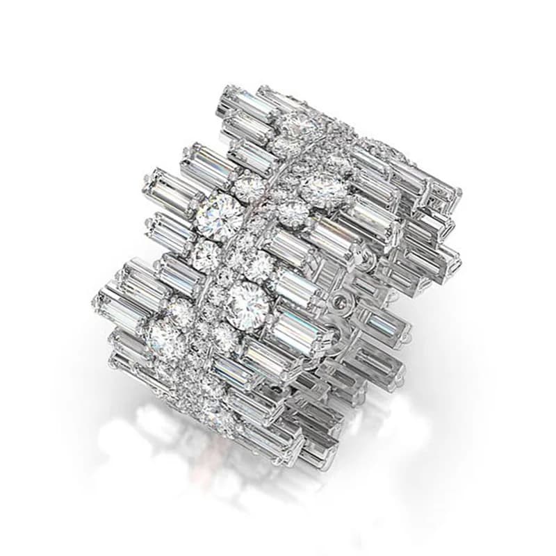 Huitan Luxury Irregularity Shape Love Ring for Women Micro Paved Round Square Cubic Zirconia Wedding Engage Ring Trendy Jewelry - 5