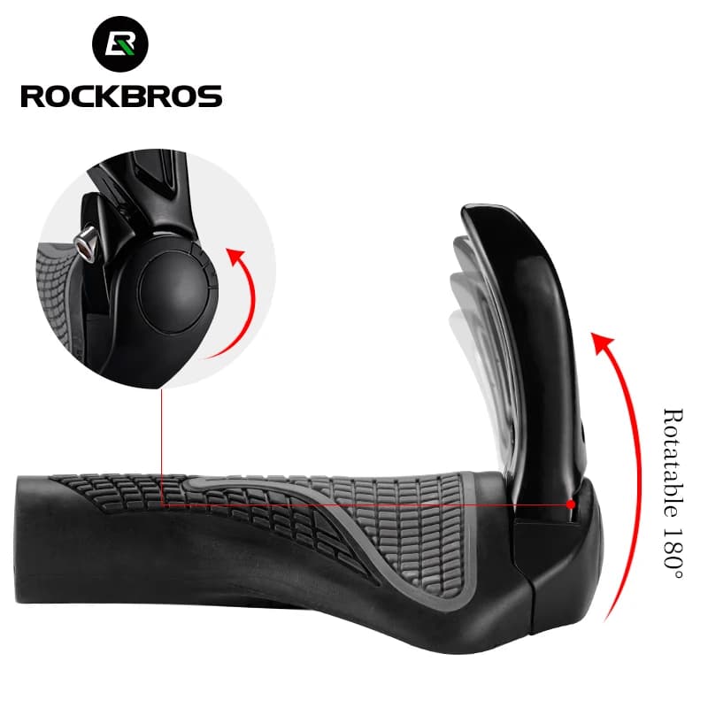 ROCKBROS Bicycle Grips MTB Mountain Bike Handlebar Grips Horns Shofar Vice Handle Bike Grips Shockproof Rubber Cycling Grips - 2