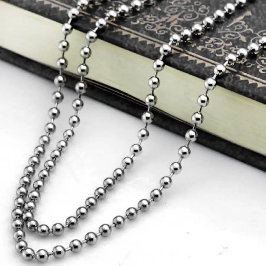 2 مللي متر الفولاذ المقاوم للصدأ الكرة سلسلة من الخرز DIY بها بنفسك صنع المجوهرات الاكسسوارات قلادة سلسلة على الرقبة للرجال المفاتيح سلسلة علامة الكلب - 3