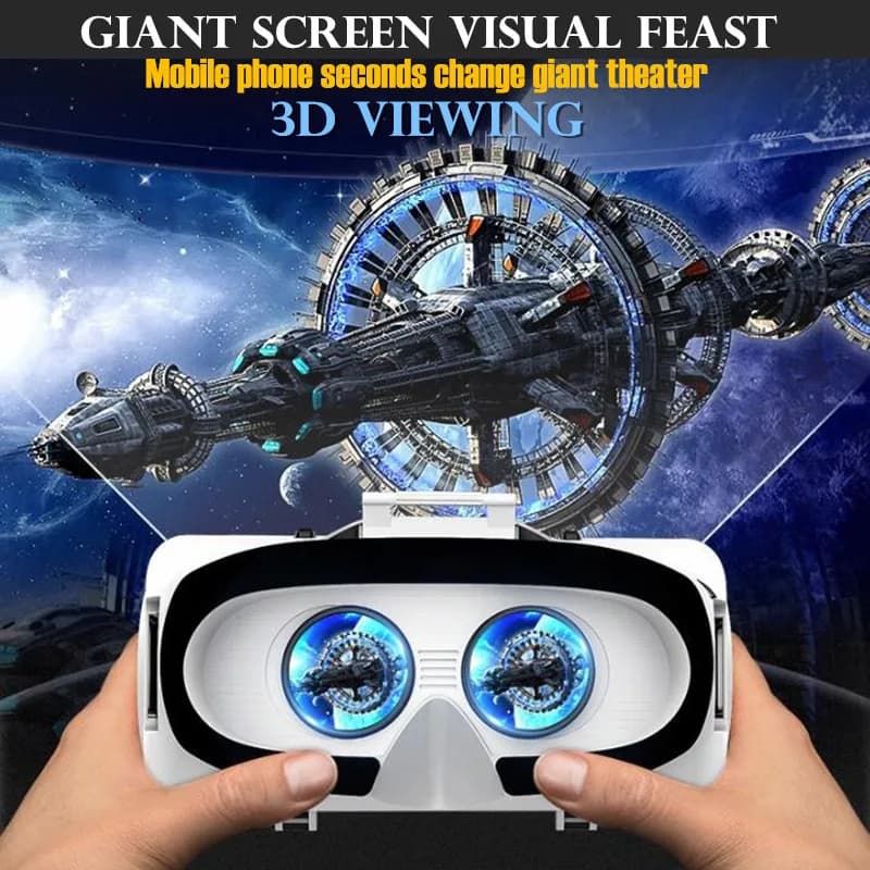 نظارات الواقع الافتراضي VR IMAX شاشة ضخمة نظارات ثلاثية الأبعاد صندوق كرتون جوجل خوذة VR للهاتف 4.5-6.53 بوصة ، عصا التحكم في الألعاب - 4
