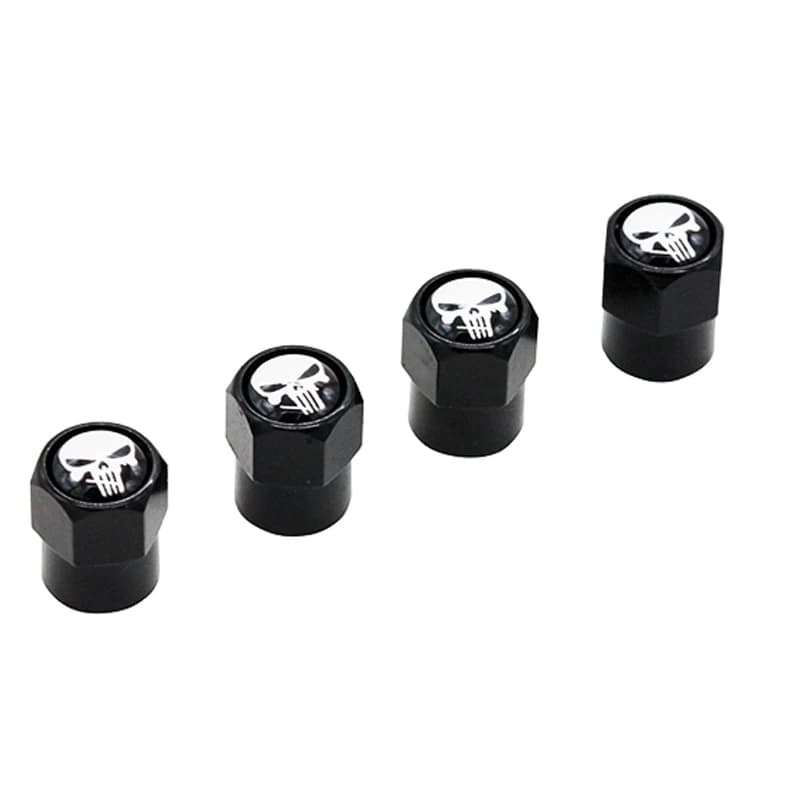 HAUSNN Punisher White/Red Skull Logo Valve Caps Car Wheel Tires Accessories Stems Covers Auto Styling For Ford Toyota Audi VW - 4