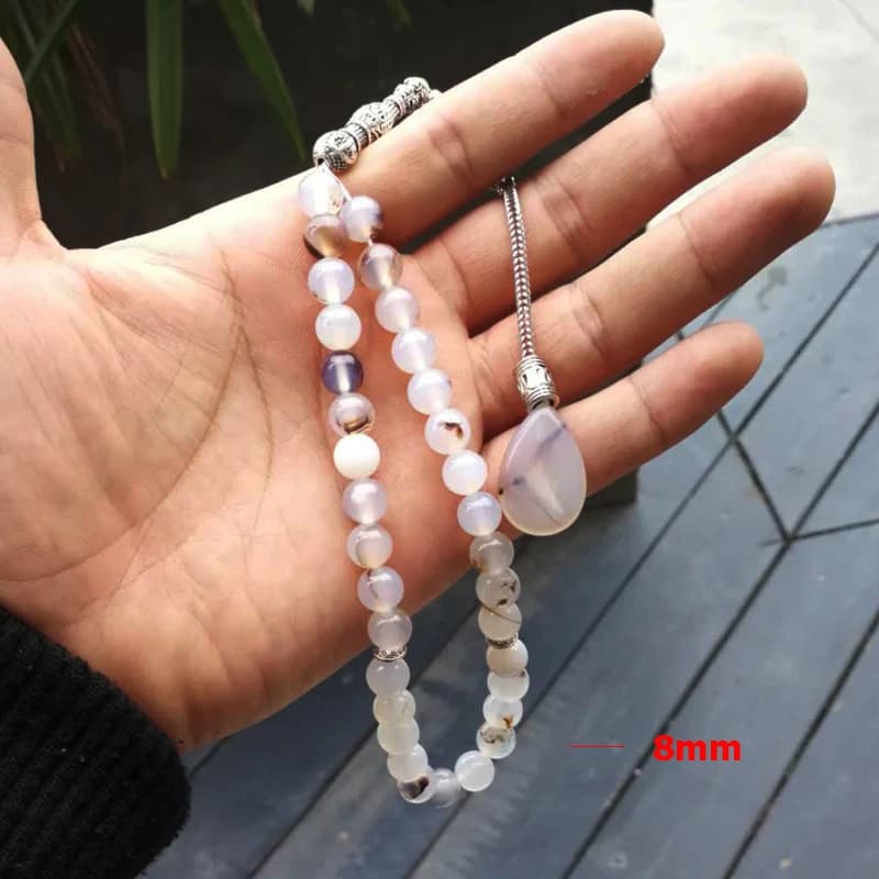 Natural agates stone Tasbih 33 66 99beads Islamic Luxurious rosary men Muslim misbaha gemstone prayer beads bracelets Eid gift - 2