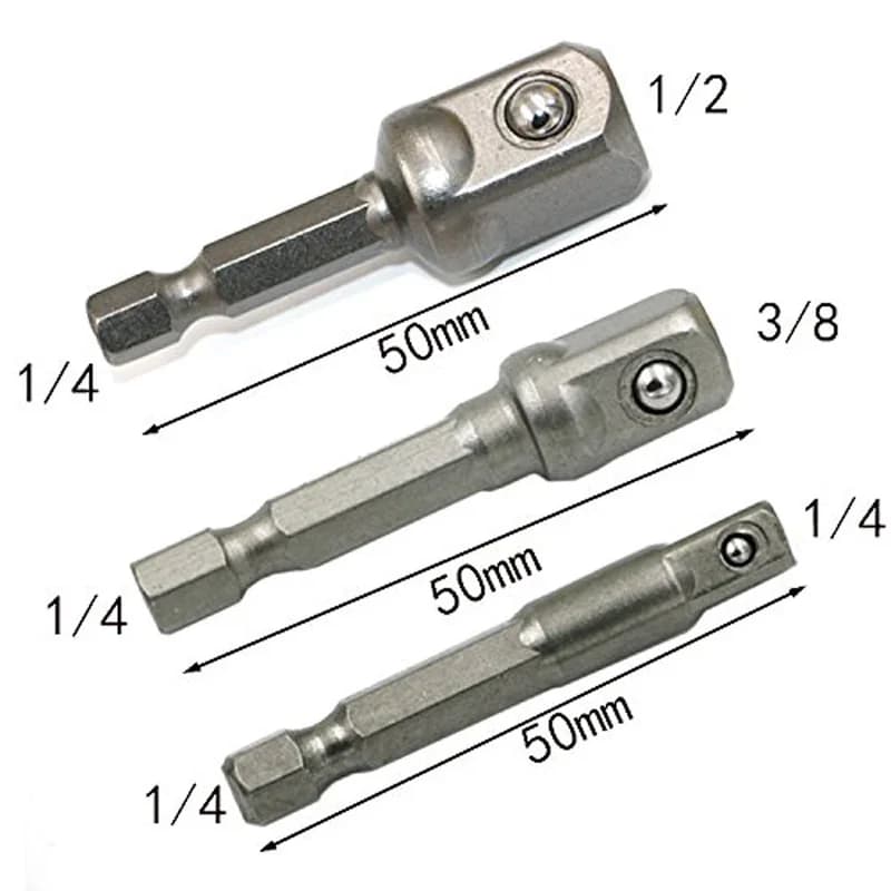 مجموعة محولات سوكيت من الفولاذ الكروم فاناديوم بعمود سداسي 1/4" 3/8" 1/2" مع قضبان تمديد مثقاب مجموعة أدوات طاقة TF003