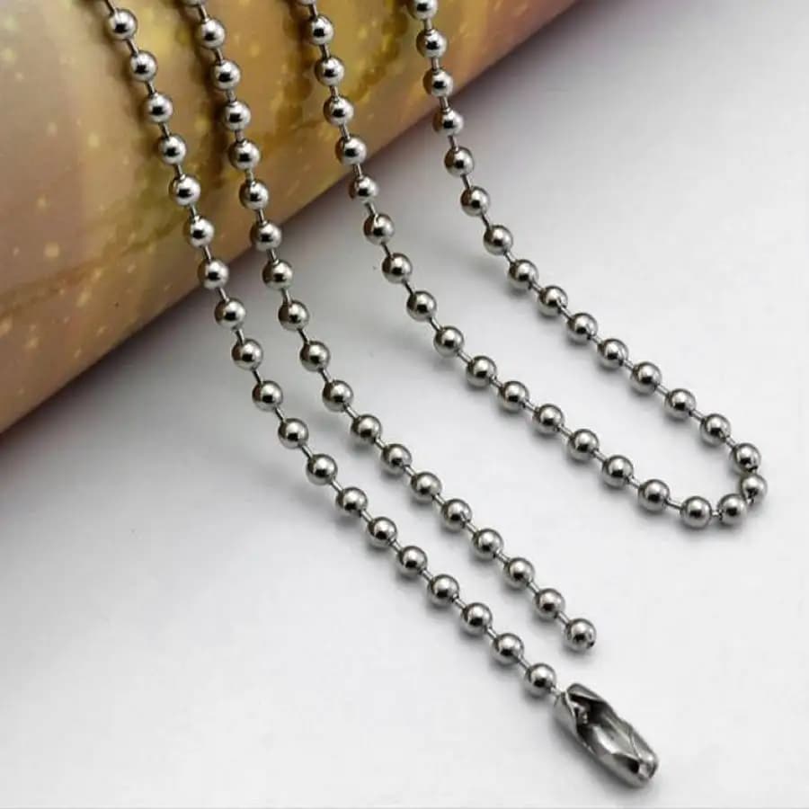 2 مللي متر الفولاذ المقاوم للصدأ الكرة سلسلة من الخرز DIY بها بنفسك صنع المجوهرات الاكسسوارات قلادة سلسلة على الرقبة للرجال المفاتيح سلسلة علامة الكلب - 6