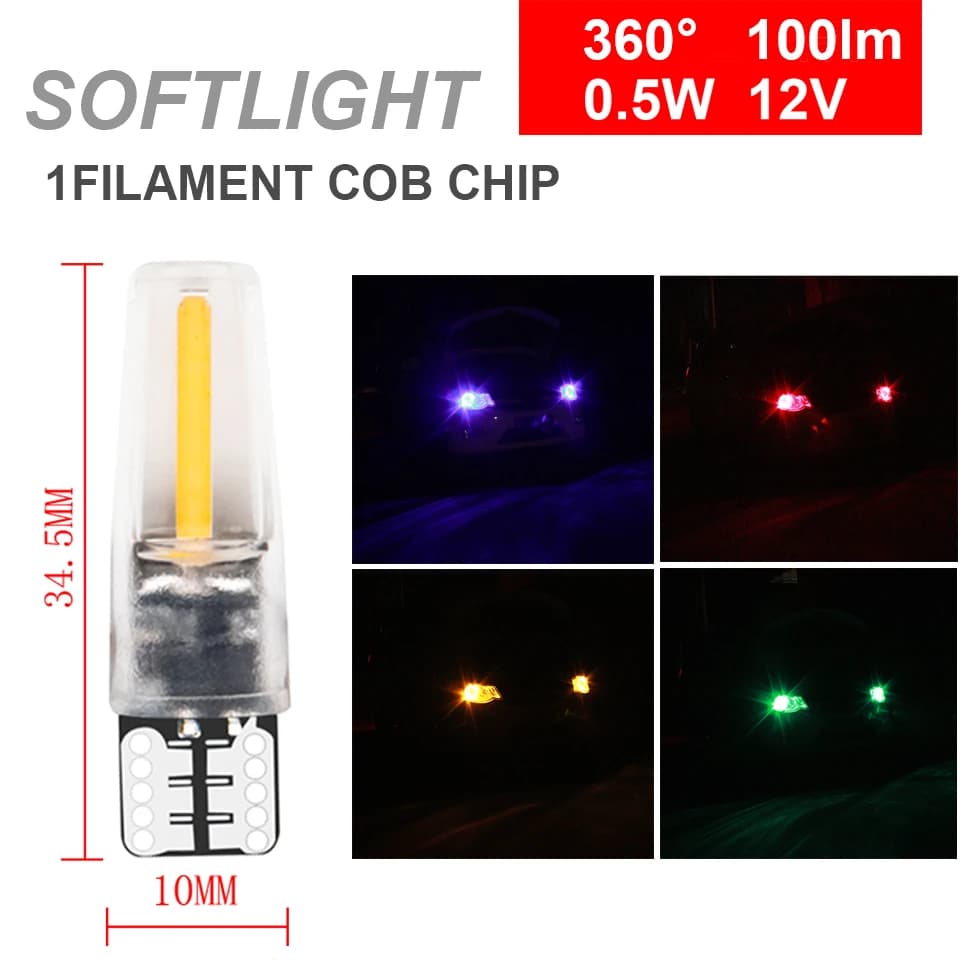 1 قطعة، أحدث W5W LED T10، خيوط COB، 360 درجة، إضاءة سيارة، LED، قراءة، قبة، لمبة إسفين، DRL، تصفيف سيارة، 12 فولت - 5