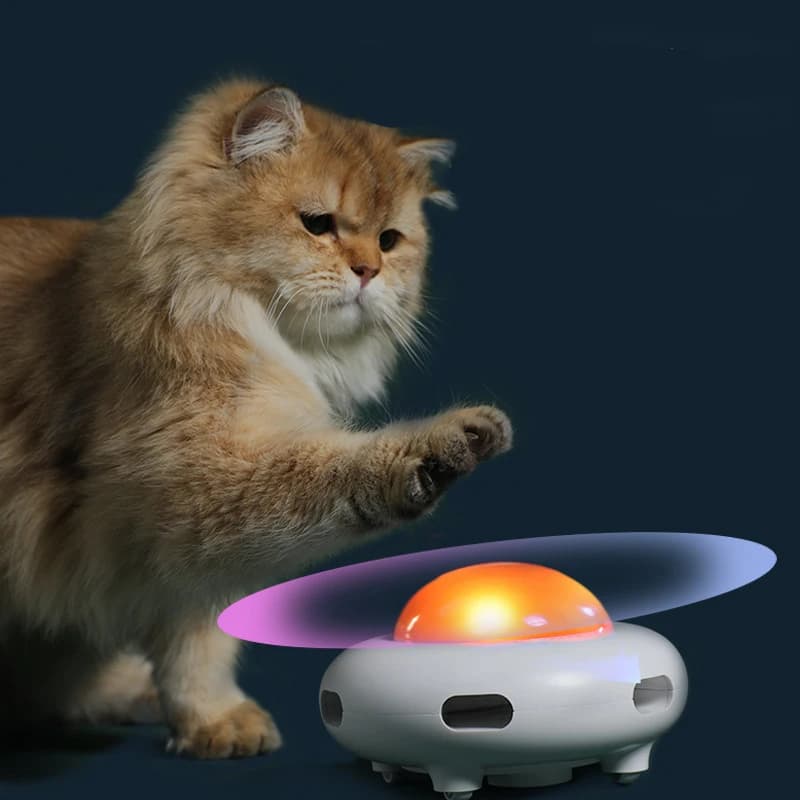 Pet Electronic UFO Smart Funny Cat Turntable Toy Intelligent Funny Cat Stick Game Rotating Turntable Cat Toy Automatic Cleaning - 2