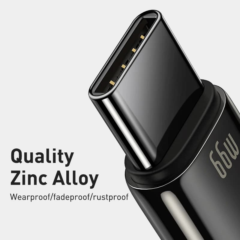 كابلات شحن فائق السرعة Baseus PD بقدرة 240 واط لهواتف iPhone 16 و15 Plus Promax، كابل TypeC إلى USB Type C، متوافق مع Macbook وiPad - 3