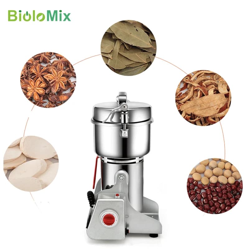 مطحنة حبوب وتوابل وأعشاب ورقائق وقهوة وطعام جاف من BioloMix، 800g/700g، آلة طحن، مطحنة دقيق، مسحوق - 4