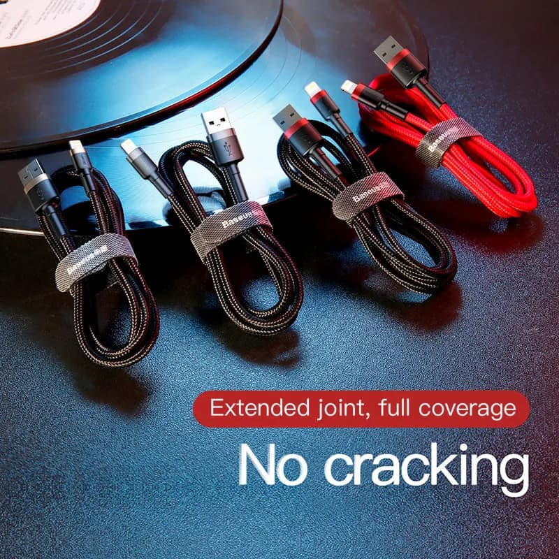 كابل USB من Baseus لهواتف آيفون 14 و13 و12 و11 برو ماكس وXs وX و8 بلس - كابل شحن سريع 2.4A - كابل شاحن آيفون - خط بيانات USB - 5