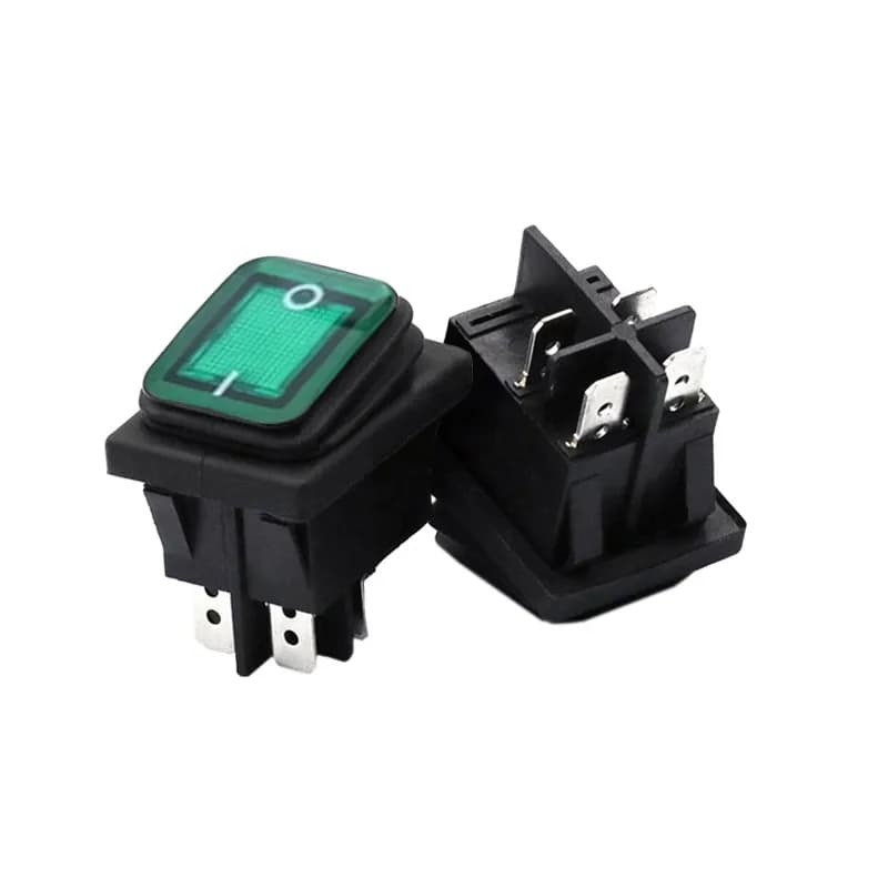 مفتاح روكر مقاوم للماء مع إضاءة 4 دبابيس 6 دبابيس تشغيل/إيقاف مفتاح عازل 220V إضاءة حمراء وسوداء 16A زر سيارة وقارب مع إضاءة LED - 3