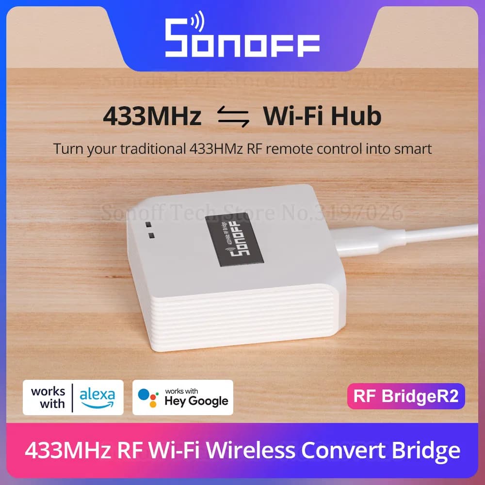 سونوف RF Bridge R2 بوابة لاسلكية RF واي فاي 433MHz مشهد ذكي أمان منزلي يدعم مستشعر DW2-RF PIR3-RF عبر eWeLink أليكسا