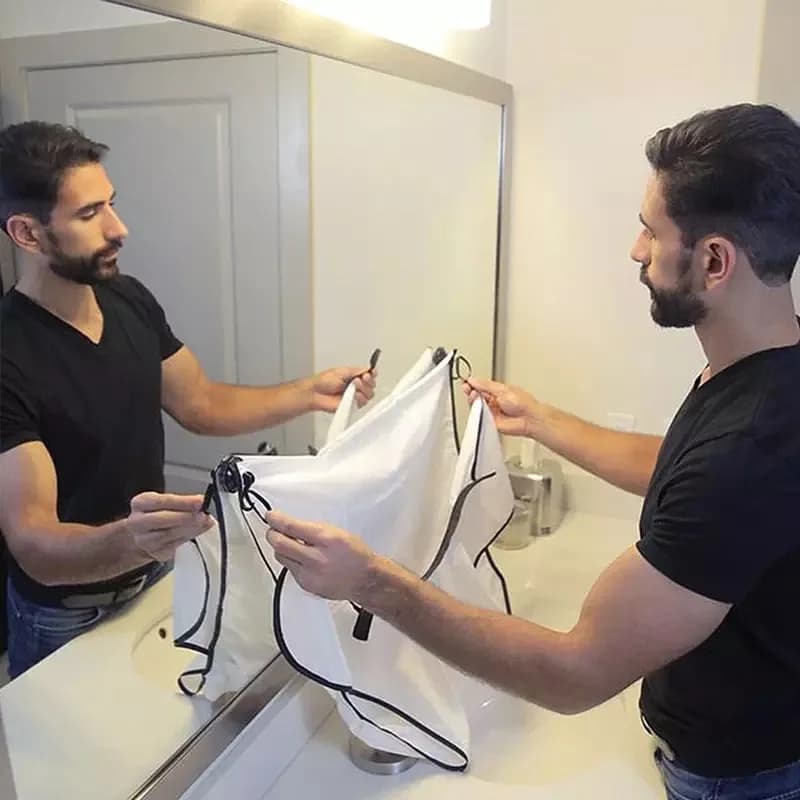 مئزر حلاقة للرجال، مئزر لحية، مئزر عناية، مئزر للوجه، مئزر لشعر الوجه، مئزر للبالغين، مئزر تنظيف الحلاقة، هدية للحلاق، مئزر نظيف للرجال - 2
