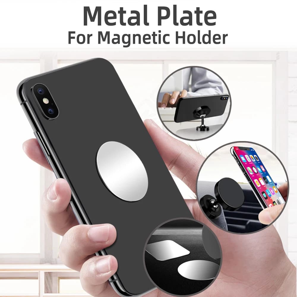 5PCS Car Phone Holder Metal Plate Magnetic Holder Round Square Sticker iron Sheet for Mobile Tablet Magnet Disk Desk Car Stand - 3