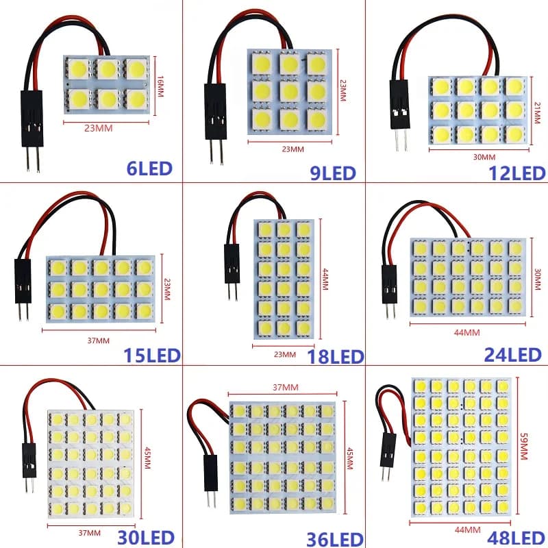 إضاءة لوحة T10 Festoon 5050 48/24/15/12 SMD، أبيض فائق، مصباح LED للقراءة في السيارة، مصباح صندوق الأمتعة، قاعدة محول 3 - 2