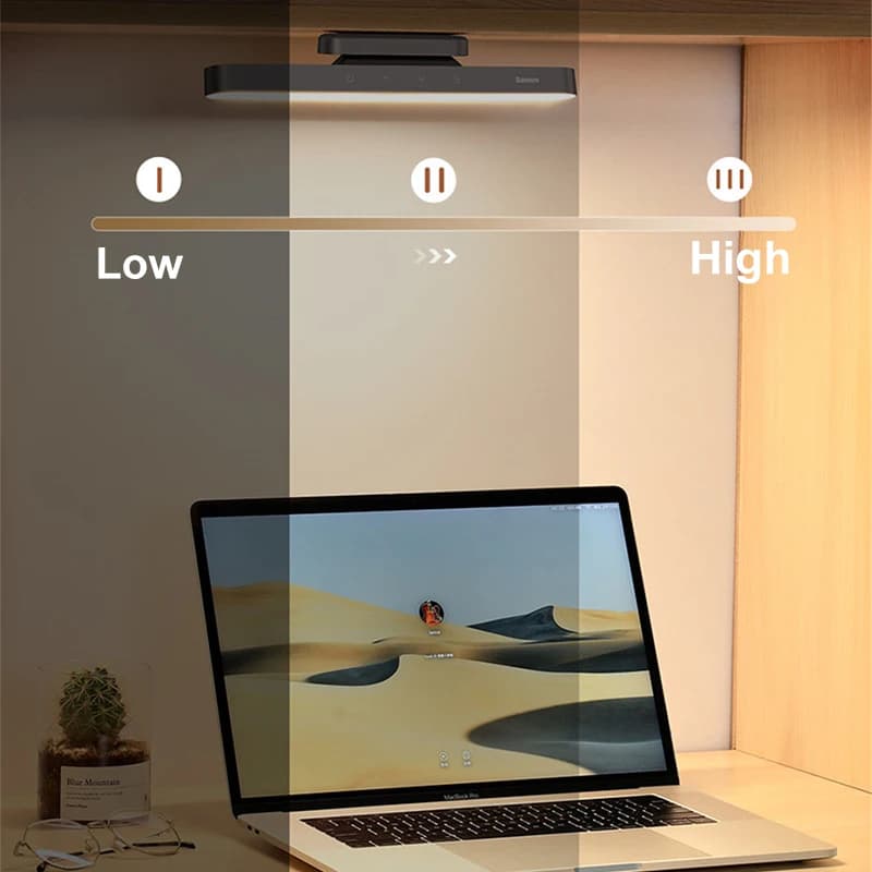 ضوء ليلي من Baseus مصباح طاولة LED مغناطيسي معلق خافت الإضاءة بدون درجات مصباح مكتب قابل لإعادة الشحن للخزانة وغرفة النوم والمطبخ - 2