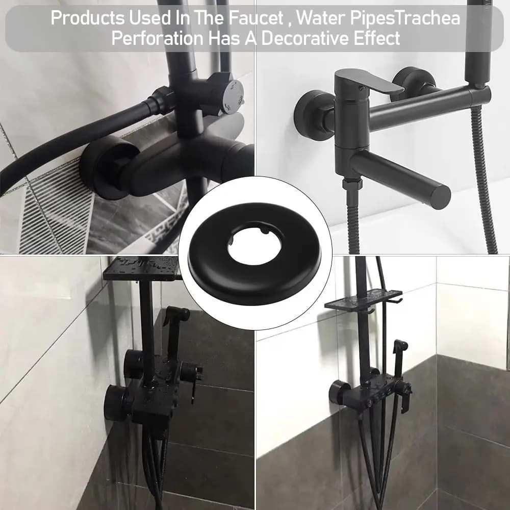 1 Pcs Black Useful Flange Cover Wall Flange Chrome Faucet Decorative Cover Faucet Decor Pipe Wall Covers Faucet Accessories - 3