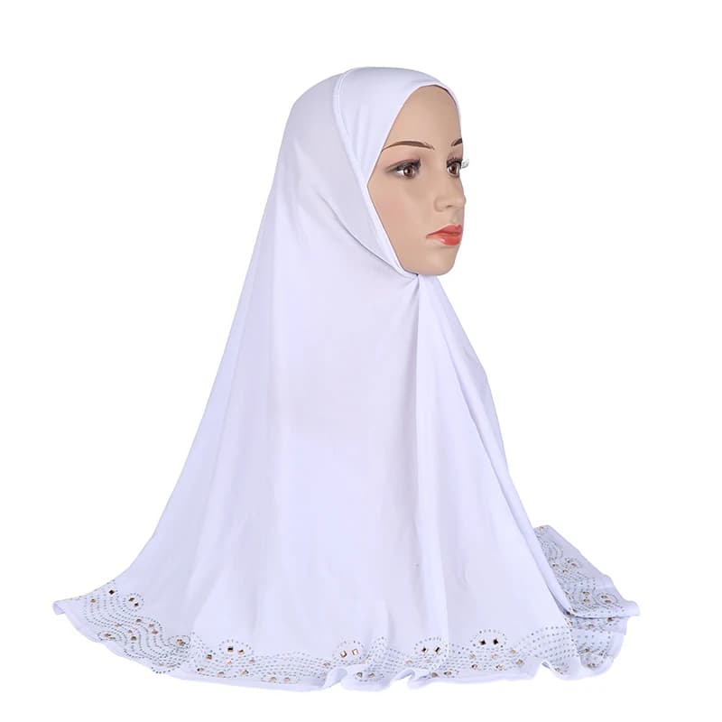 H001 حجاب إسلامي كبير الحجم للبالغين مع أحجار الراين حجاب إسلامي قبعات أرميا سحب على هيدوراب هدية رمضان - 2