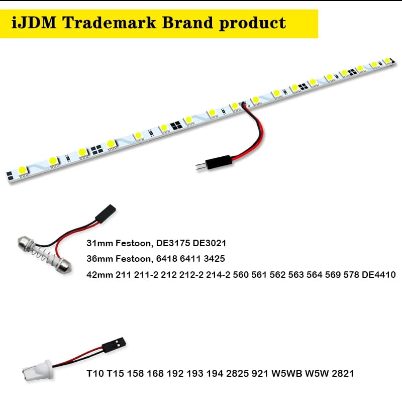 1 قطعة شريط إضاءة LED T10 W5W لمنطقة صندوق السيارة أو الإضاءة الداخلية، لسيارات أودي وبي إم دبليو وكاديلاك وشفروليه ومازدا وفورد وهوندا - 3